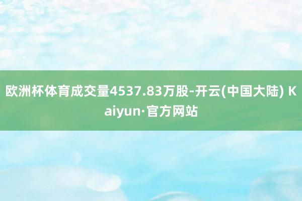 欧洲杯体育成交量4537.83万股-开云(中国大陆) Kaiyun·官方网站