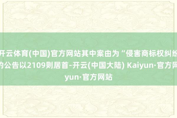 开云体育(中国)官方网站其中案由为“侵害商标权纠纷”的公告以2109则居首-开云(中国大陆) Kaiyun·官方网站