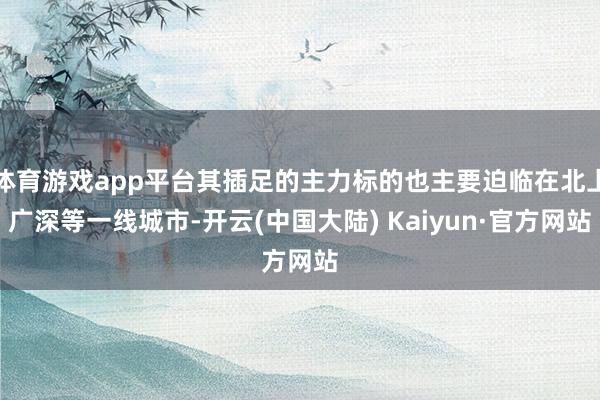 体育游戏app平台其插足的主力标的也主要迫临在北上广深等一线城市-开云(中国大陆) Kaiyun·官方网站